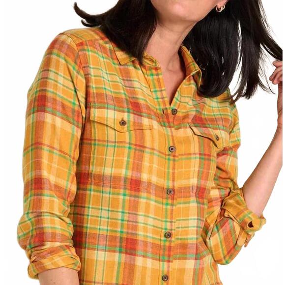 NEW TOAD&CO re-form flannel long sleeve shirt in acorn - Picture 3 of 4